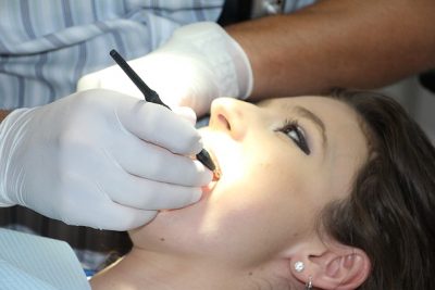 woman getting ready for dental work